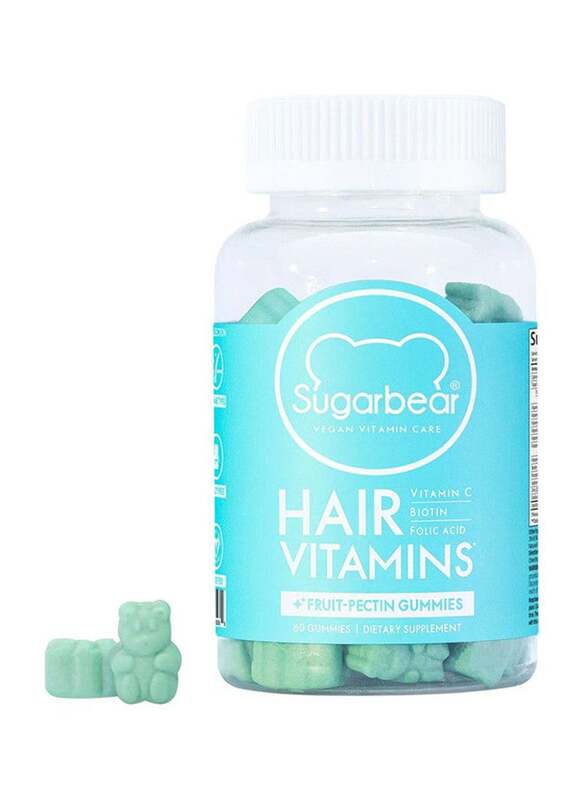 Sugar Bear Hair Vitamins Vegan Dietary Supplement, 60 Gummies
