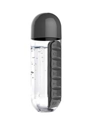 Cytheria 23.5 x 6.9cm Plastic Water Bottle with Daily Pill Box Organize, Clear/Black