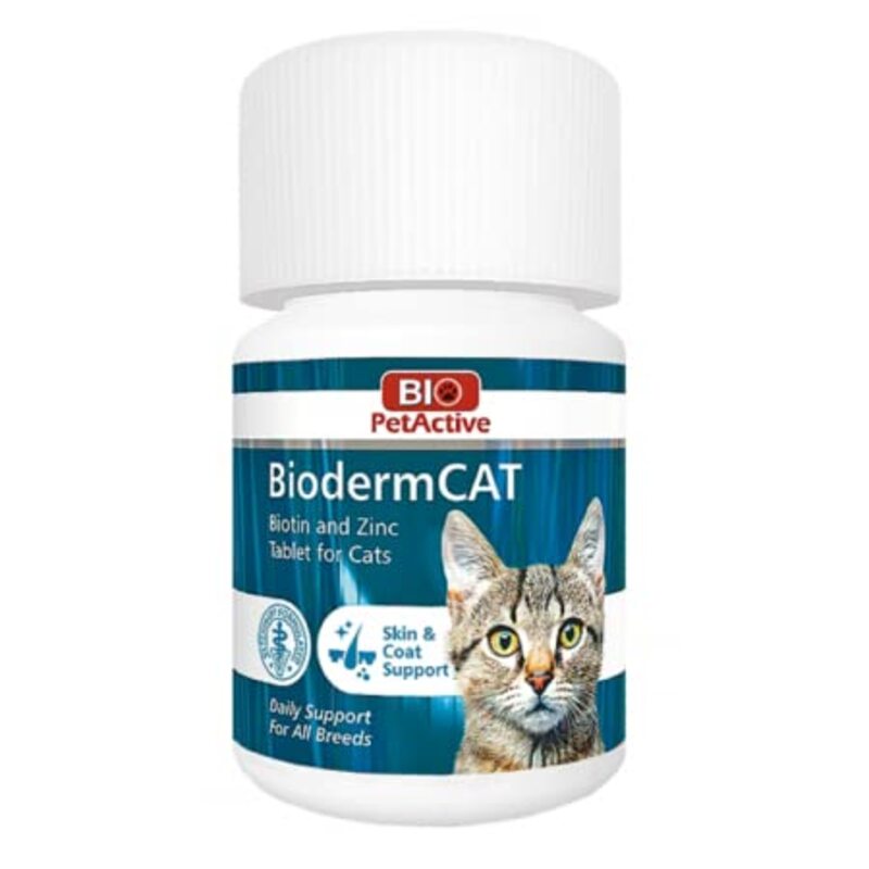 Xyl Bio Pet Active Bioderm Biotin & Zinc Tablets for Cats, 100 Tablets, White/Blue