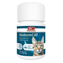 Xyl Bio Pet Active Bioderm Biotin & Zinc Tablets for Cats, 100 Tablets, White/Blue