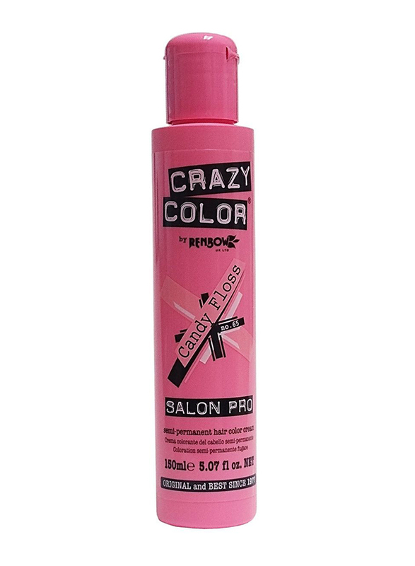 Crazy Color Salon Pro Semi Permanent Hair Color Cream, 150ml, Candy Floss 65