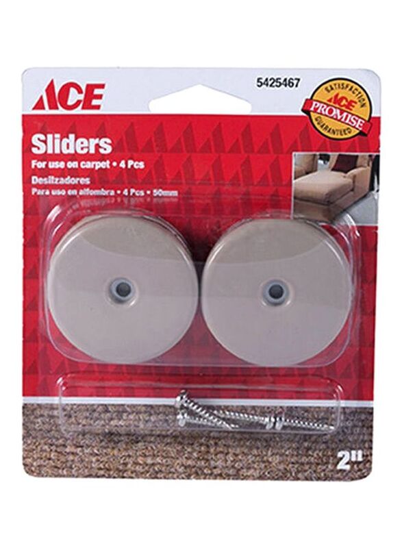 Ace 4-Piece Furniture Slider, 4 x 10cm, Grey