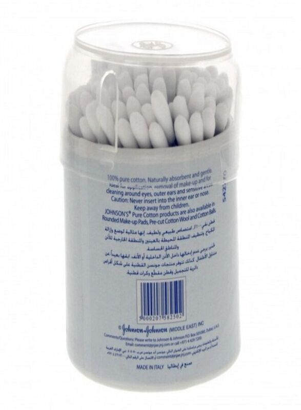 Johnson & Johnson Pure Cotton Buds, White, 100 Pieces