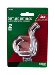 Ace Coat Hook Set, 38mm, 2 Pieces, Silver