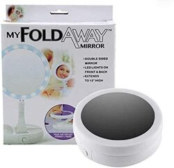 My Fold Away Double Sided Mirror with LED Light, White/Clear