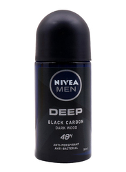 Nivea Deep Black Carbon and Dark Wood Antiperspirant Roll On, 2 x 50ml