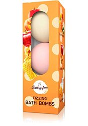 Dairy Fun Fizzing Bath Bombs with Peach & Mango, Caramel Apple, Milk & Honey, 3-Pieces