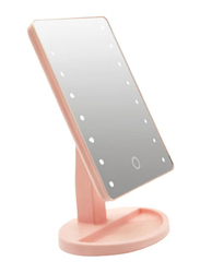LED 16 Lamp Desktop Cosmetic Mirror, Pink