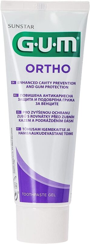 Sunstar Gum Ortho Toothpaste Gel with Ginger Extract, Aloe Vera, Vitamin E, 75ml