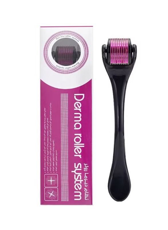 Derma Roller Micro Needle Roller, 1.0mm, Black/Pink