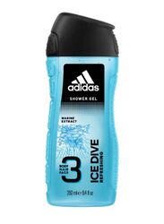 Adidas 3-In-1 Ice Dive Marine Extract Body Hair Face Shower Gel, 250ml