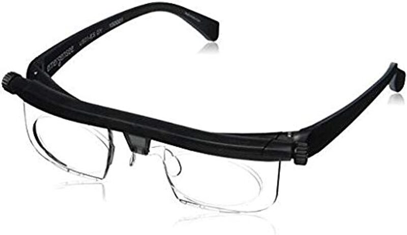 Dial Vision Full-Rim Adjustable Black Reading Eye Glasses Unisex, Transparent Lens, Power -6D/+3D