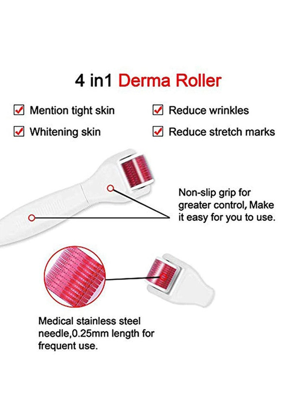 Derma Roller 4 in 1 Titanium Micro Needles with Travel Kit, Set