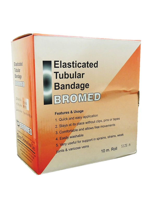 Bromed Elasticated Tubular Bandage Roll, 10m, Brown