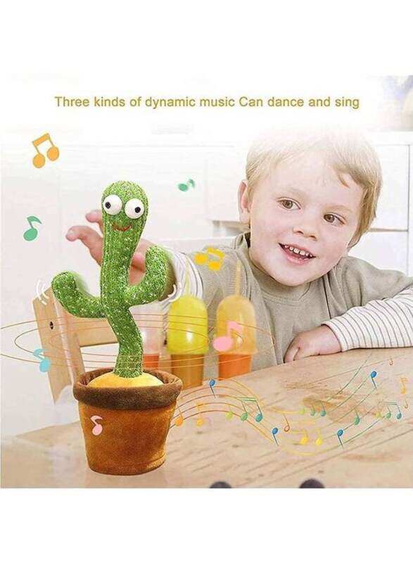 XiuWoo Big Eyed Dancing Cactus Plush Stuffed Toy with Music for Ages 3+