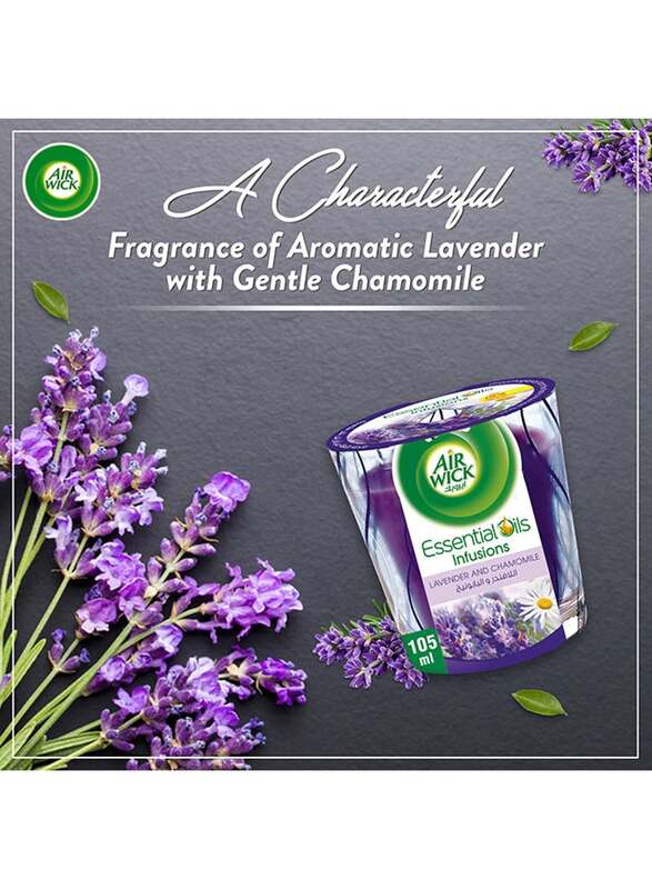 Air Wick Lavender & Chamomile Scented Candle, 105ml, Purple