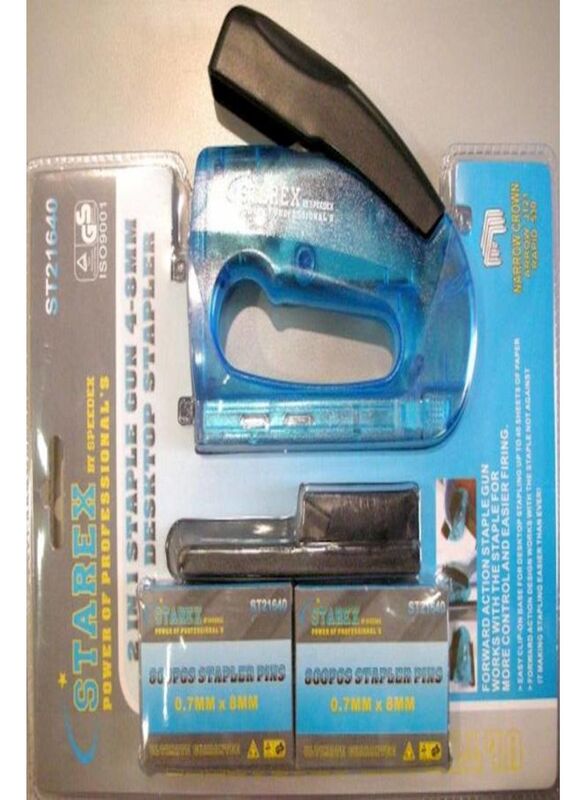 Silverline 2-in-1 Staple Gun and Desktop Stapler, Blue/Black
