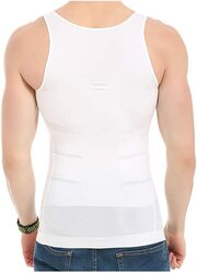 Men's Sleeveless Slimming Body Shaper Vest, White, Large