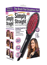 Simply Straight Ceramic Hair Straightening Brush, Black/Pink