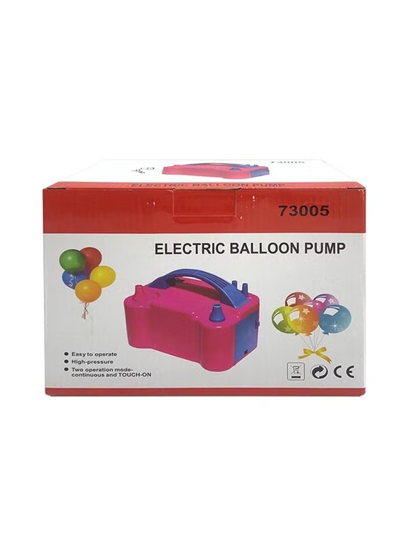 Lightweight Electric Balloon Inflator Pump with 4 Ports, Ages 6+, 21 x 14 x 17cm, Pink/Blue