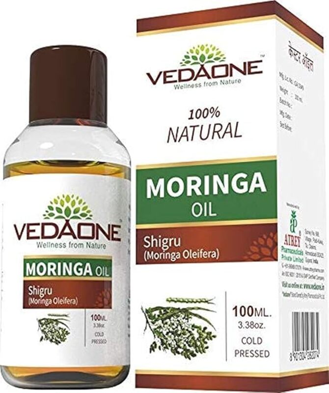 VEDAONE Cold Pressed Natural Moringa Oil, 100ml for Hair Growth and Skin Care