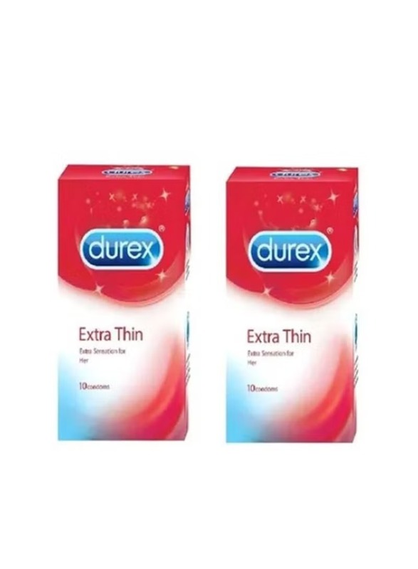 Durex Extra Thin Condoms, 10 Piece x 2 Box