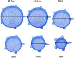 Silicone Stretch Container Lids, 6-Piece, Blue/Clear