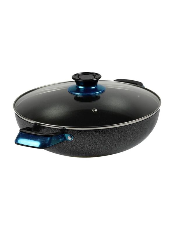 Kawashi 32cm Hopewell Wok Pan with Lid, Black/Clear