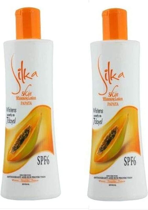 Silka Papaya Skin Whitening Body Lotion, 2 Pieces