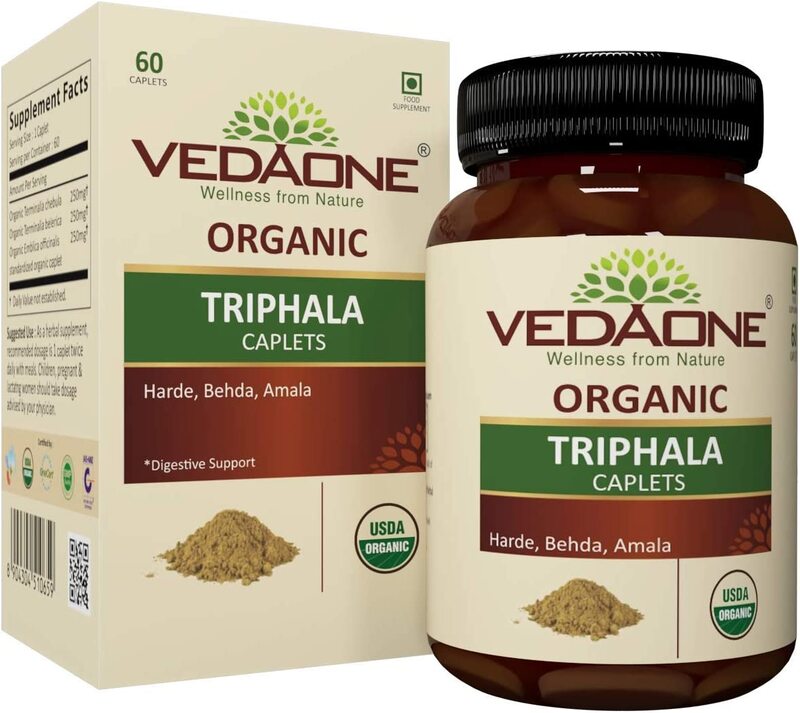 VEDAONE Organic Triphala Caplet-60 Caplets -3 in 1 Formula, Supports Digestive Health