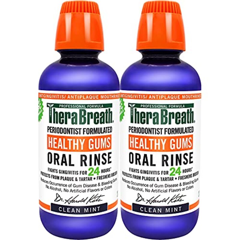 TheraBreaths Periodontist Formulated Healthy Gum Oral Rinse with Clean Mint Flavour, 2 x 16oz