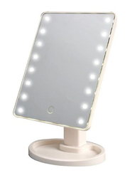 LED Light Makeup Countertop Vanity Mirror, 17cm, White