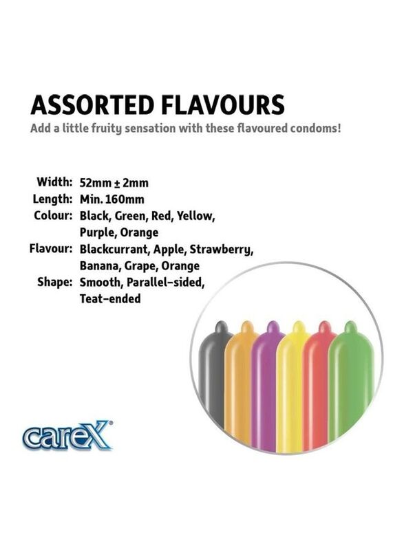 Carex Assorted Flavours Condoms, Yellow, 3 x 12 Condoms