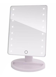 Rotatable Makeup Mirror with LED Lights, White