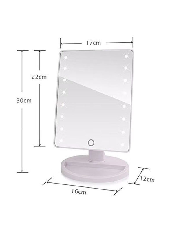 Rotatable Makeup Mirror with LED Lights, White