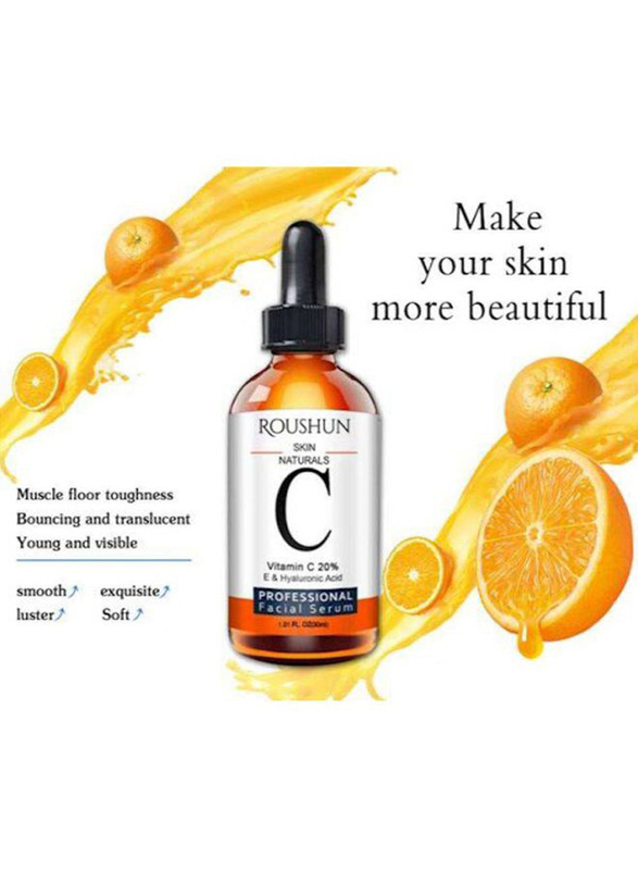 Roushun Skin Naturals Vitamin C 20 Percent E And Hyaluronic Acid Face Serum, 30ml