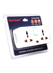 Oshtraco 2 Way Multi Plug Socket with Switch, White
