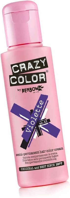 Renbow Crazy Color Semi Permanent Hair Dye Colour Cream, Violette, 100ml