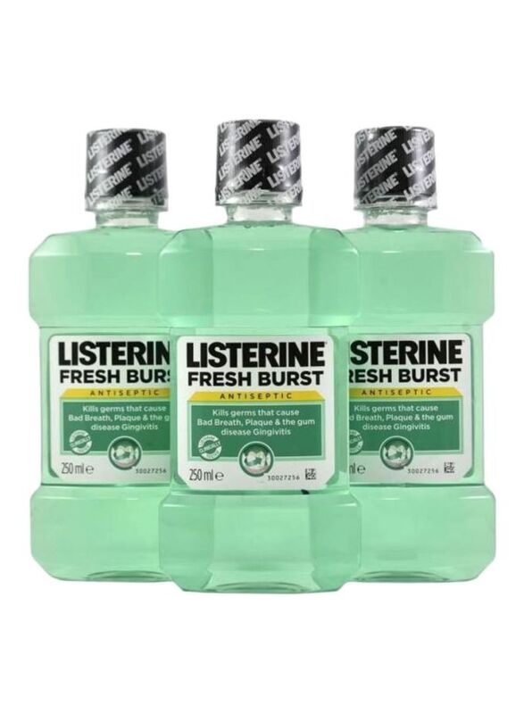 Listerine Fresh Burst Mouthwash, 3 x 250ml