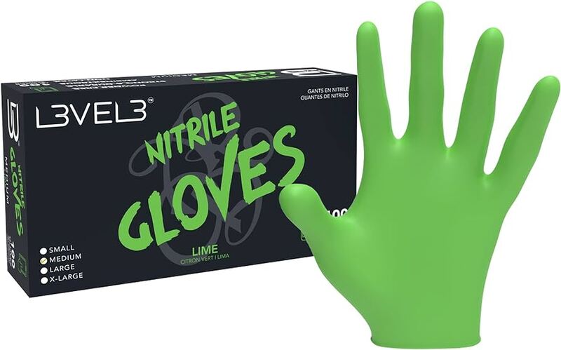 L3VEL3 Gloves Nitrile Lime  Medium 1x100