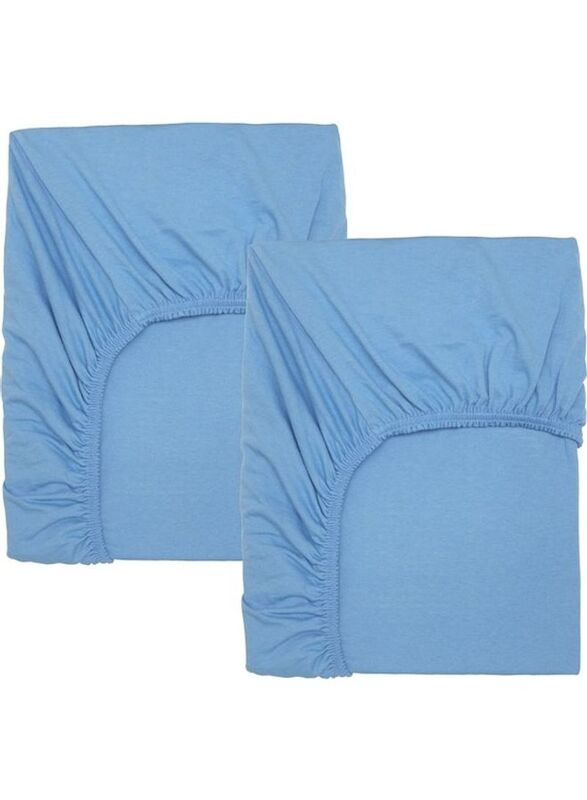 Len Solid Pattern Fitted Cotton Sheet, Blue