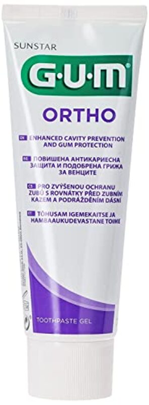 

Sunstar Gum Ortho Toothpaste Gel with Ginger Extract, Aloe Vera, Vitamin E, 75ml