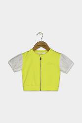 BYBLOS Toddler Girls Crew Neck Short Sleeves Eyelet Top, Yellow and White