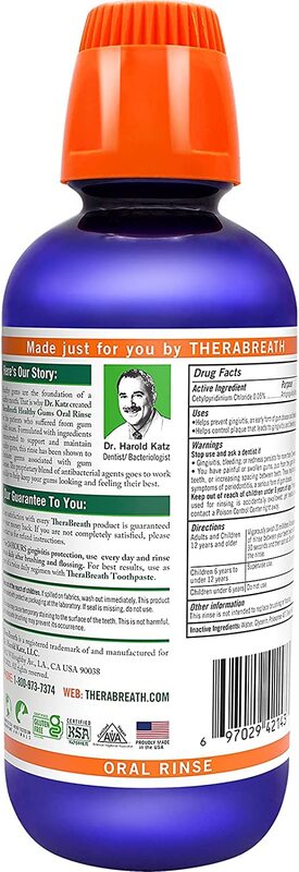 TheraBreaths Periodontist Formulated Healthy Gum Oral Rinse with Clean Mint Flavour, 2 x 16oz