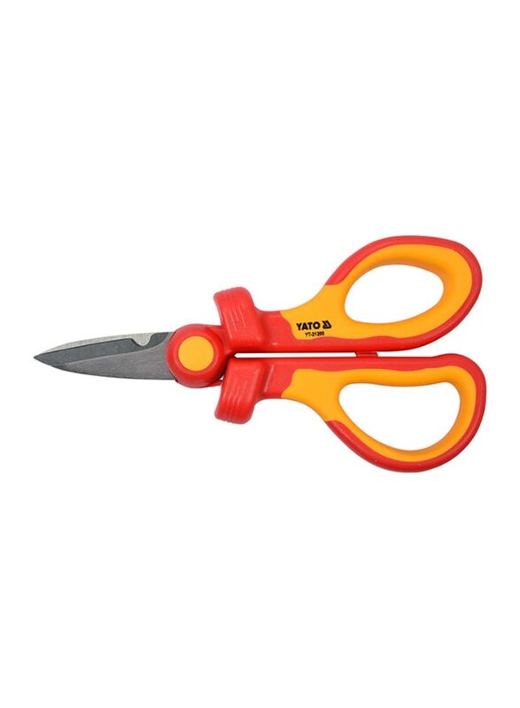 Yato 6-Inch/ 160mm Insulated Electricians Scissors, VDE-1000V YT-21200, Red/Yellow/Silver