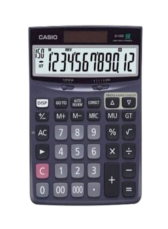 Casio Essential 12 Digits Check Calculator, Grey