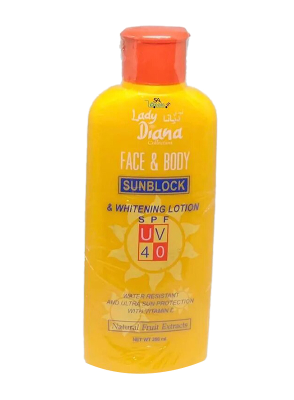 Lady Diana Sunblock & Whitening Lotion SPF UV 40, 200ml