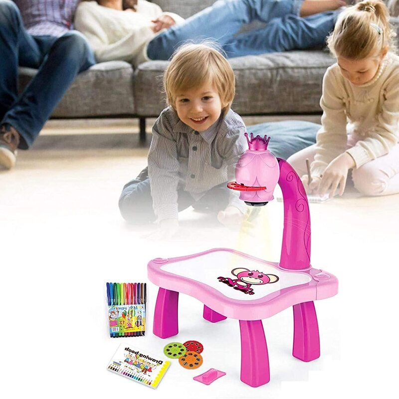 iYep Child Learning Desk with Smart Projector Playset, Ages 3+, Pink