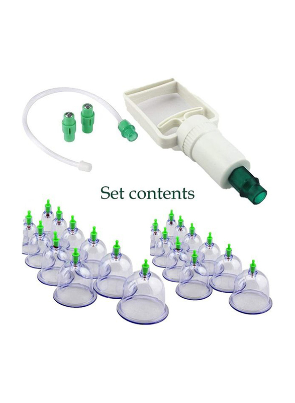 Cupping Therapy Hijama Cups Set with Pumping Handle, 24 Pieces