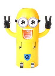 Minions Design Toothbrush Holder With Automatic Toothpaste Dispenser And Brush Cup, 19 x 8 x 6.2 cm, Yellow